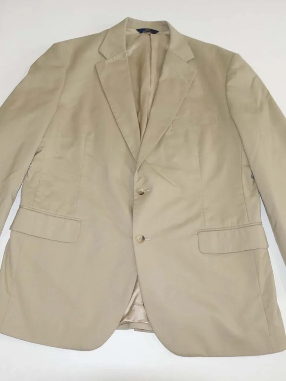 Brooks Brothers Men's Khaki Blazer Size 42 Regular Beige Cotton Blend 2 Button